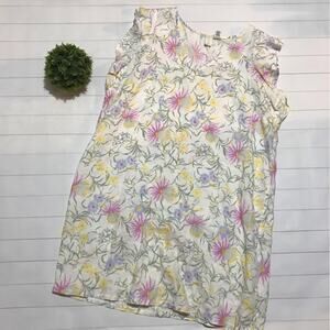 Joie 100% Linen Pastel Floral Shift Dress Ruffle Sleeve Spring Summer Women’s 1X